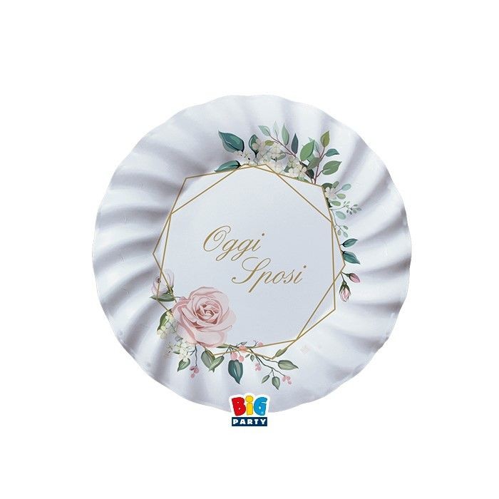 Piatti di carta 20 cm Sposi Floral Geometric 8pz
