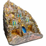 Presepe Napoletano artigianale con luci mulino a vento e cascata 60x57x47 cm