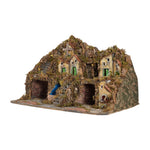 Presepe Napoletano artigianale con luci mulino a vento e cascata L76xH53XP54