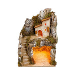 Presepe paesaggistico napoletano artigianale con luci H33 L24.50 P20