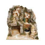 Presepe paesaggistico napoletano artigianale con luci e fontana H43 L40 P35 cm