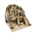 Presepe paesaggistico napoletano artigianale con luci e fontana H43 L40 P35 cm