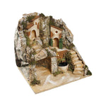 Presepe paesaggistico napoletano artigianale con luci e fontana H43 L40 P35 cm
