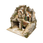 Presepe paesaggistico napoletano artigianale con luci e fontana H43 L40 P35 cm