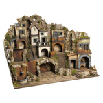Presepe paesaggistico napoletano con luci forno fontana mulino H69 L89.50 P60 cm