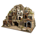 Presepe paesaggistico napoletano con luci forno fontana mulino H69 L89.50 P60 cm