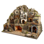 Presepe paesaggistico napoletano con luci forno fontana mulino H69 L89.50 P60 cm