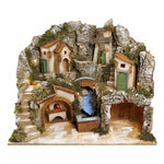 Presepe paesaggistico napoletano con cascata forno e mulino H43 L40 P35 cm