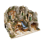 Presepe paesaggistico napoletano con cascata forno e mulino H43 L40 P35 cm