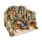 Presepe paesaggistico napoletano con cascata forno e mulino H43 L40 P35 cm