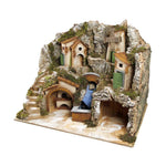 Presepe paesaggistico napoletano con cascata forno e mulino H43 L40 P35 cm