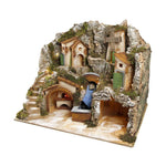 Presepe paesaggistico napoletano con cascata forno e mulino H43 L40 P35 cm