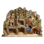 Presepe paesaggistico napoletano con cascata forno e mulino H60 L80 P60 cm