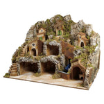 Presepe paesaggistico napoletano con cascata forno e mulino H60 L80 P60 cm