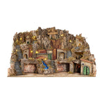 Presepe paesaggistico napoletano con cascata macina e mulino H72 L100 P70 cm