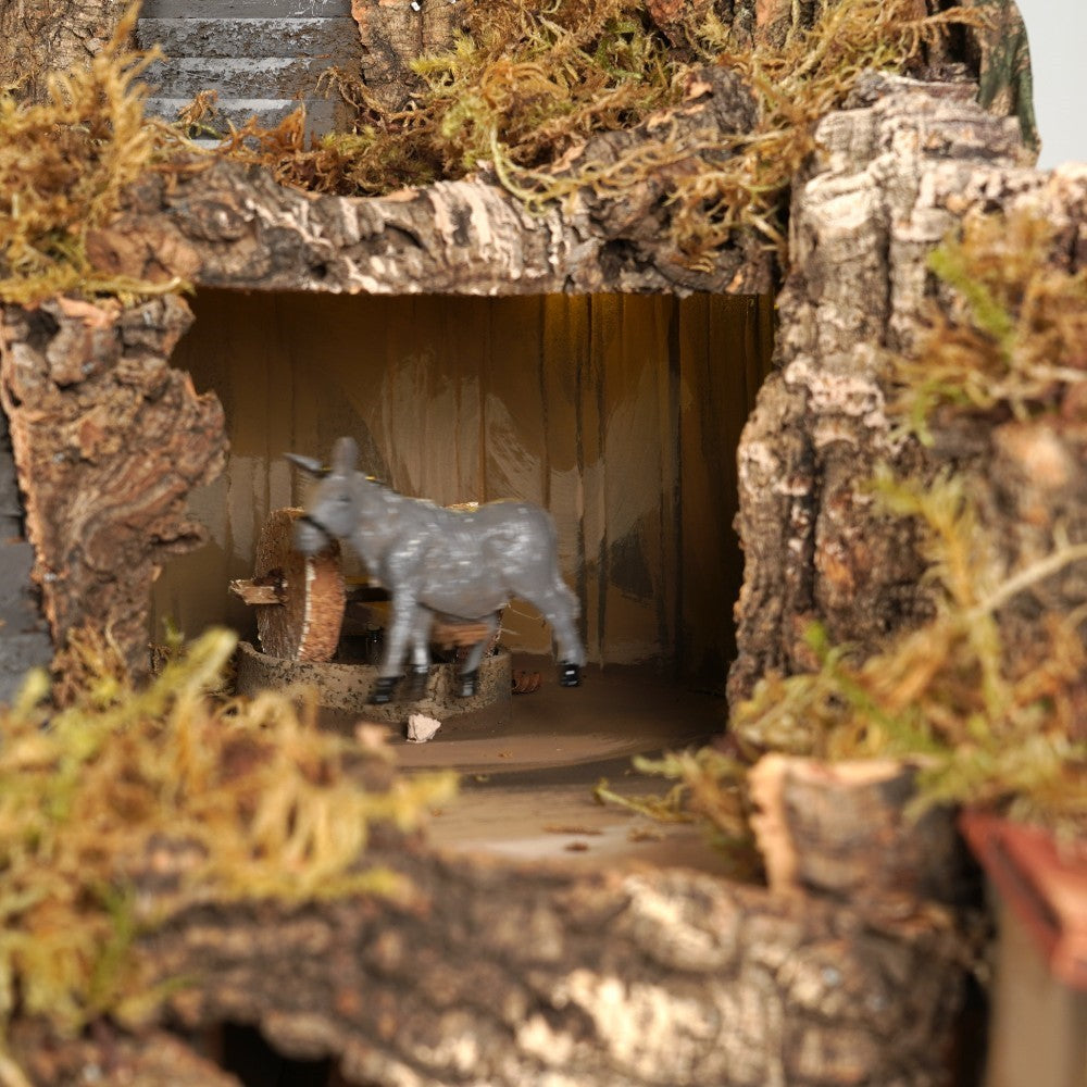 Presepe paesaggistico napoletano con cascata macina e mulino H72 L100 P70 cm