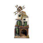 Presepe artigianale napoletano con luci e mulino H52 L25 P21 cm