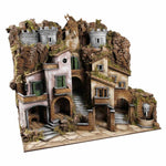Presepe paesaggistico napoletano con fontana forno e mulino H76 L80 P60 cm