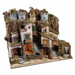 Presepe paesaggistico napoletano con fontana forno e mulino H76 L80 P60 cm