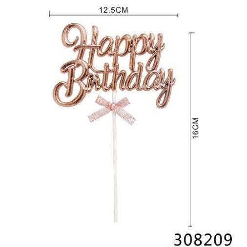 Decorazione Per Torte Oro Rosa Happy Birthday