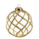 Pallina in vetro trasparente con decoro dlitter oro 3Ass