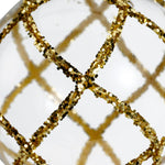 Pallina in vetro trasparente con decoro dlitter oro 3Ass