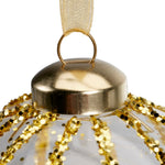 Pallina in vetro trasparente con decoro dlitter oro 3Ass