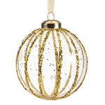 Pallina in vetro trasparente con decoro dlitter oro 3Ass