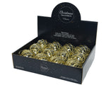 Pallina in vetro trasparente con decoro dlitter oro 3Ass