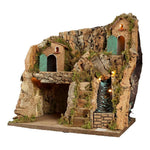 Presepe napoletano artigianale con ruscello e luci 30x20x28 cm