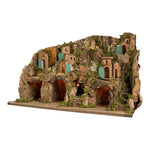 Presepe napoletano paesaggistico con Cascata e luci 60x30x38 cm