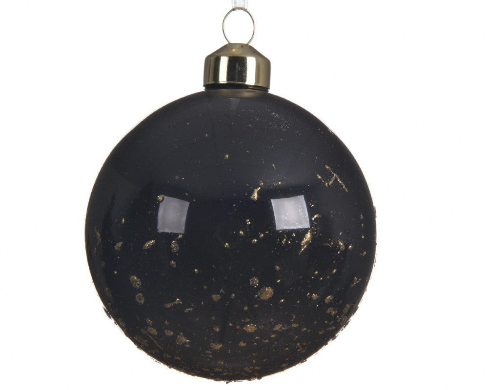 Sfera pallina smaltata In Vetro con schizzi di Oro Luccicante assortito