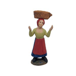 Pastore statuina Donna con cesta in testa 10 cm di terracotta per presepe
