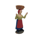 Pastore statuina Donna con cesta in testa 10 cm di terracotta per presepe