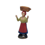 Pastore statuina Donna con cesta in testa 10 cm di terracotta per presepe