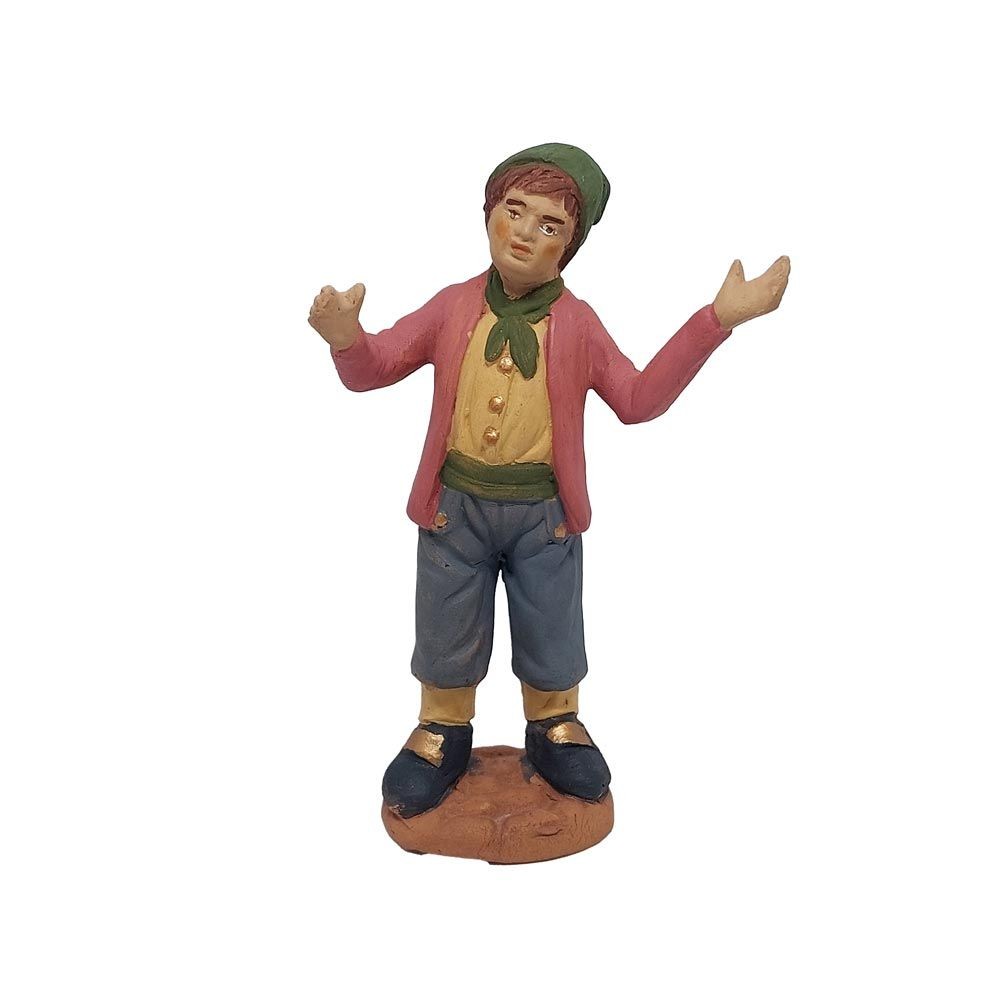 Pastore statuina in terracotta dipinto a mano cm 10 meravigliato