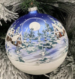 Sfera di vetro decorata a mano 150mm per albero di natale