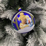 Sfera di vetro decorata a mano 150mm per albero di natale