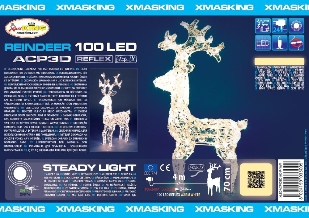 Renna di Cristalli Acrilico 100 LED 4m+H70cm