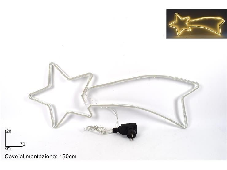 Stella cometa luminosa neon bianco caldo 28x72cm per uso esterno