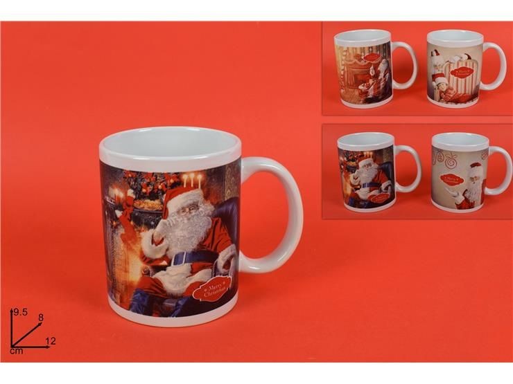 Tazza natalizia con stampa Babbo Natale 12cm