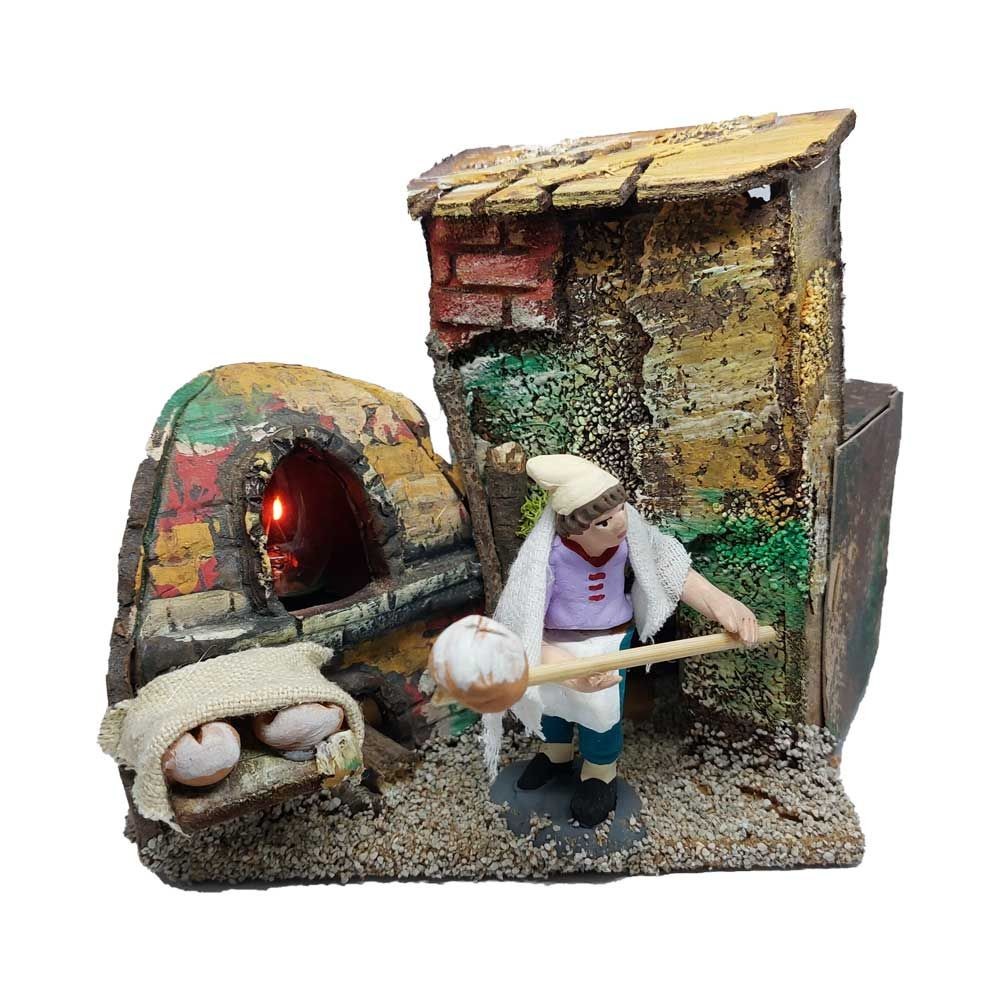 Statuina in movimento cm 7 panettiere con forno