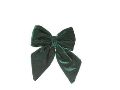 Puntale Fiocco di velluto Verde 13x15cm per decorazione albero di Natale