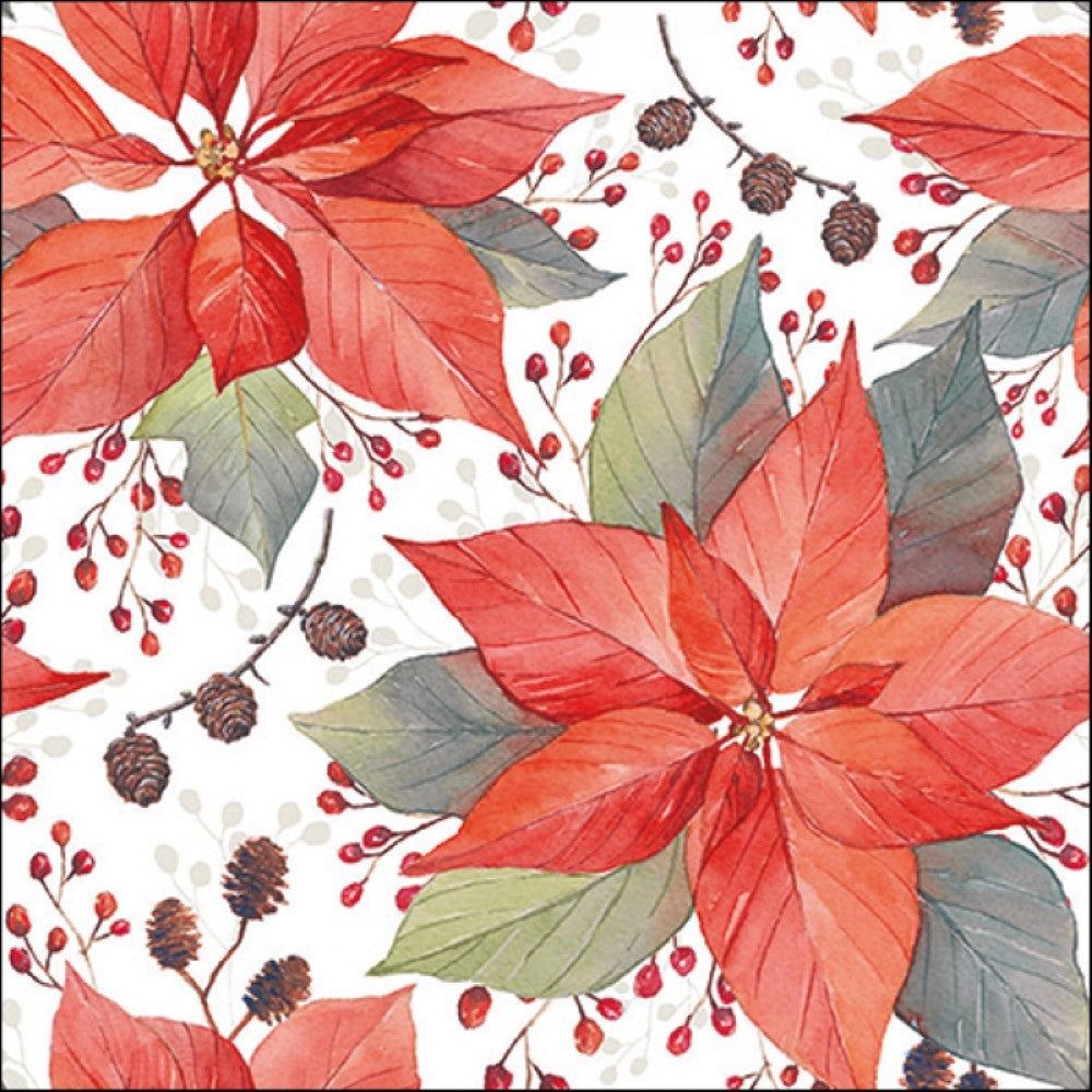 Tovagliolo 33 Poinsettia E Frutti Di Bosco FSC Mix