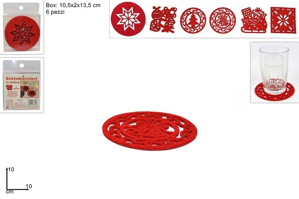 SOTTOBICCHIERE FELTRO 10CM SET 6PZ6AROSS