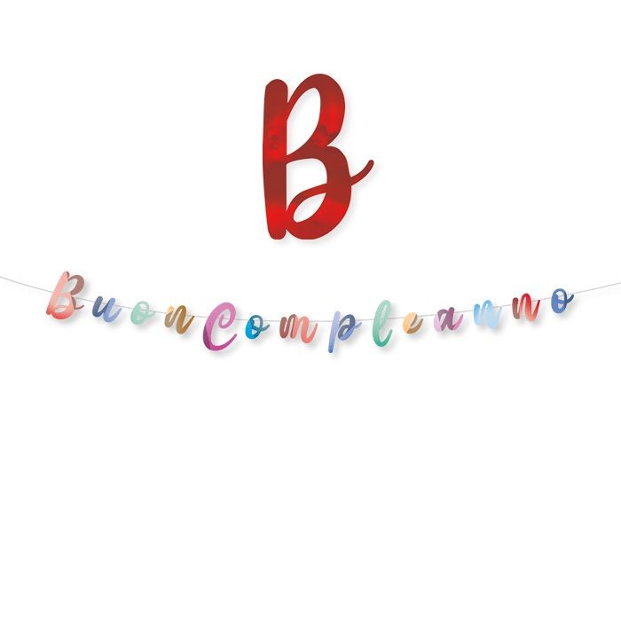 Festone scritta italic Buon Compleanno multicolor Metal 300x15cm