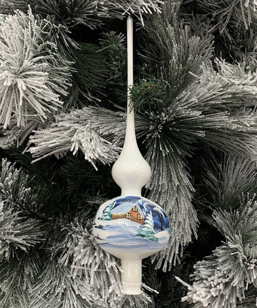 Puntale di vetro decorato a mano per albero di natale