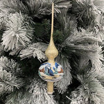 Puntale di vetro decorato a mano champagne per albero di Natale
