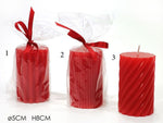 Candela cilindrica rossa Ø5Xh8Cm 3 varianti 1Pz