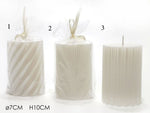 Addobbo Candela cilindrica Candela Cilindro Ø 7X h10 Cm Bianca 3 Varianti